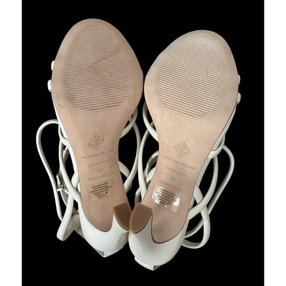 ANTONIO MELANI Womens Size 8M Cream Leather Strappy Gisella Stiletto Heels Shoes - Picture 6 of 8